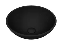Vigo Cavalli Round Vessel Bathroom Sink,  Black Matte Shell Glass VG07111