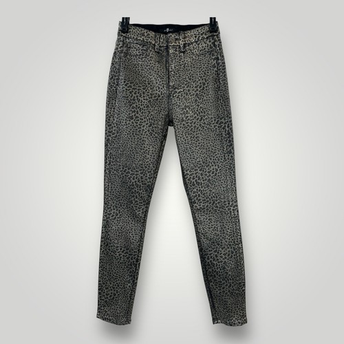 7 For All Mankind Baumwollmischung Leopardenmuster Jeans Hose grün schwarz Größe 24x27