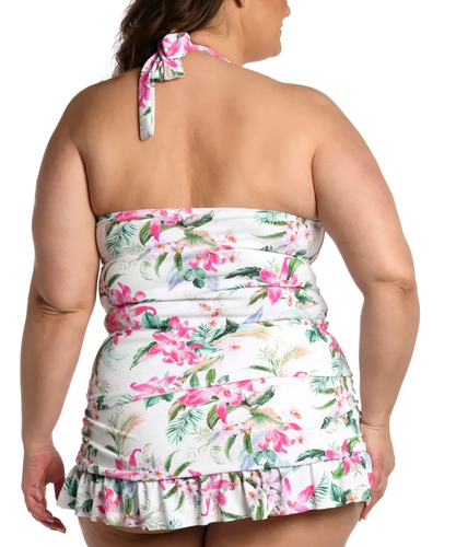 Traje de baño bandeau con volantes palmeras místicas control barriga La Blanca talla grande-18W - Imagen 17 de 24