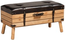 Amena 35 1/2"W Dark Brown Faux Leather Ottoman with Storage