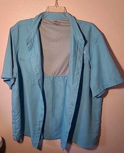 Camicia da pesca RealTree uomo 2XL blu chiaro con bottoni manica corta ventilata outdoor - Foto 7 di 9