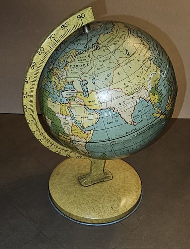 Vintage J. Chein & Co. World Globe Rotating Base 1930's-1940's - Picture 1 of 15
