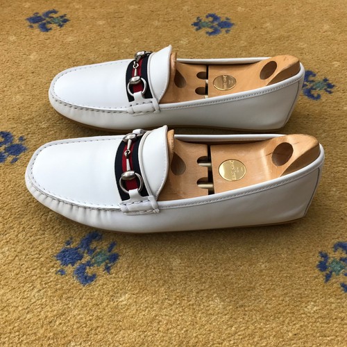Gucci Mocasines Cuero Zapatos Conductores Horsebit Web Azul Rojo Para Hombres EE. UU. 9 UK 8.5 42.5 - Imagen 5 de 14
