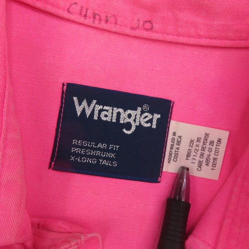Wrangler Brushpopper Hemd Herren 17,5 35 Neon Pink Western Knopfleiste X-Long Tails - Bild 12 von 12