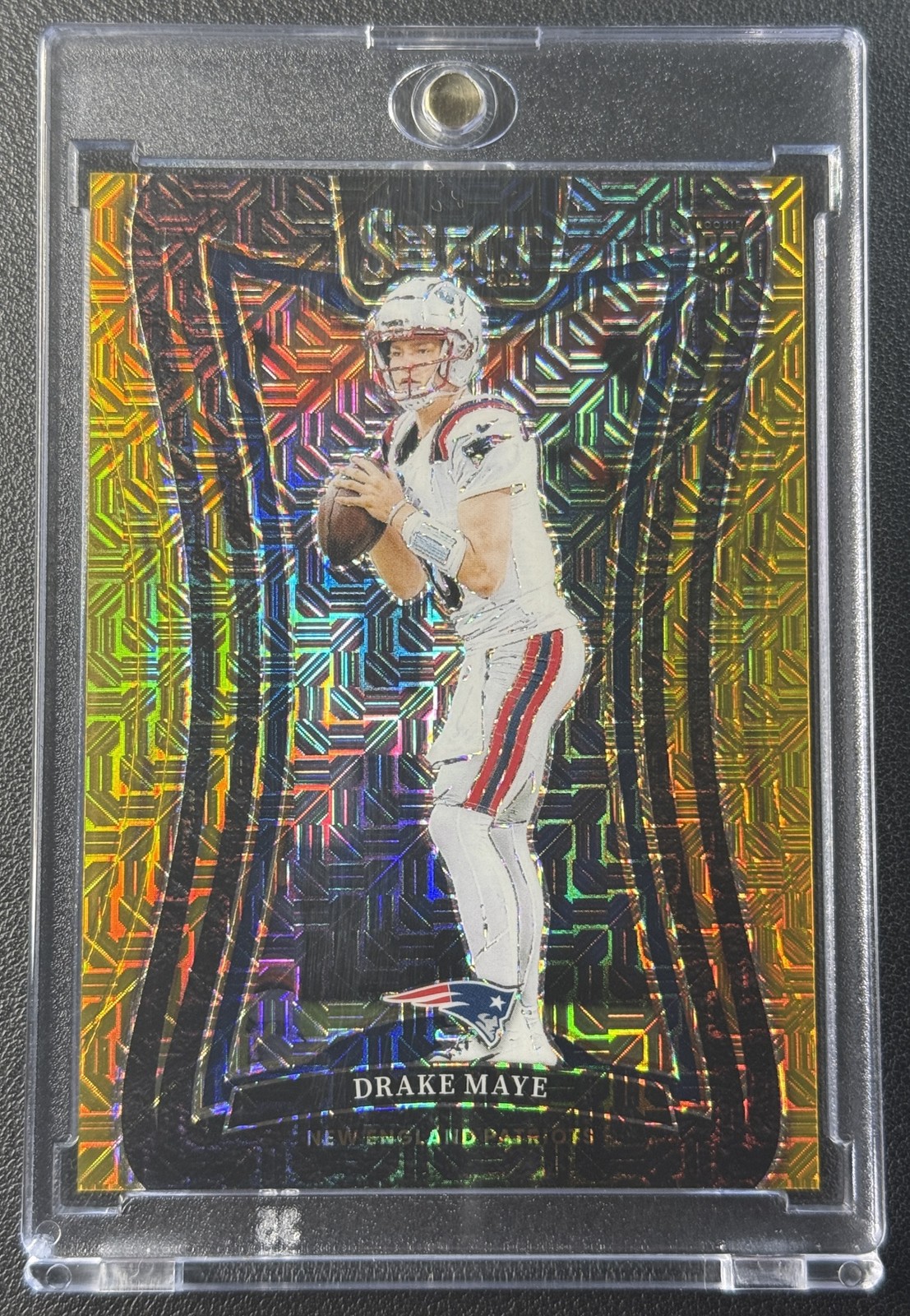 JERSEY # 10/10 DRAKE MAYE 2024 PANINI SELECT #379 ROOKIE SUITE GOLD PRIZM RC /10