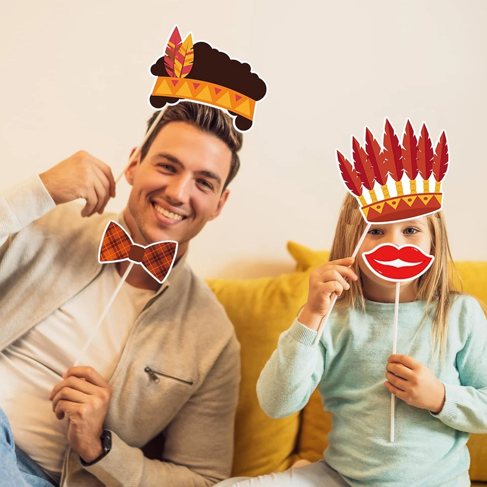36 Pcs Thanksgiving Decorations Photo Booth Props Fall Harvest Party Happy Thank - Image 4 of 4