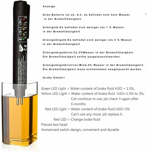 Bremsflüssigkeitstester Auto Wasseranteilmesser KFZ DOT3 DOT4 DOT5 Prüfen Tester - Bild 4 von 11