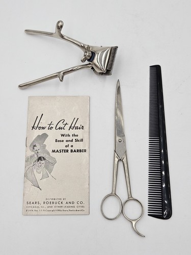 VINTAGE SEARS ROEBUCK Master Barber Haarschnitt Schneiden HOME BARBERING KIT mit Anleitung - Bild 1 von 13
