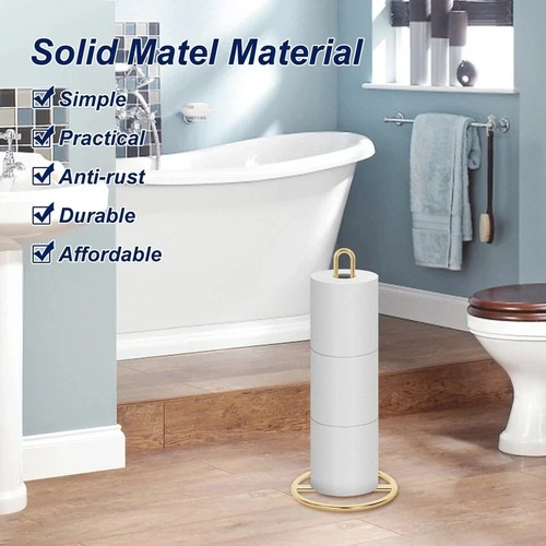 Soporte de papel higiénico dorado, soporte de papel higiénico independiente para Storin... - Imagen 2 de 6