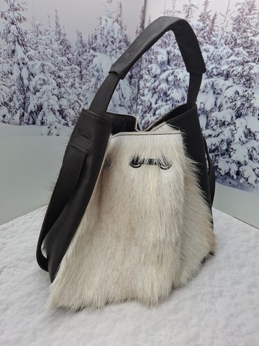 Womens leather tote bag Real Goat fur bag Genuine leather purse Gift for women - Picture 13 of 13