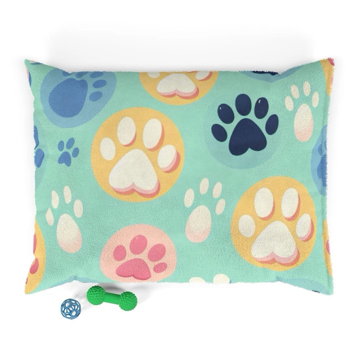 40”x30” Pet Bed – Soft Dog & Cat Lounger Mat | Colorful Paw Print Design