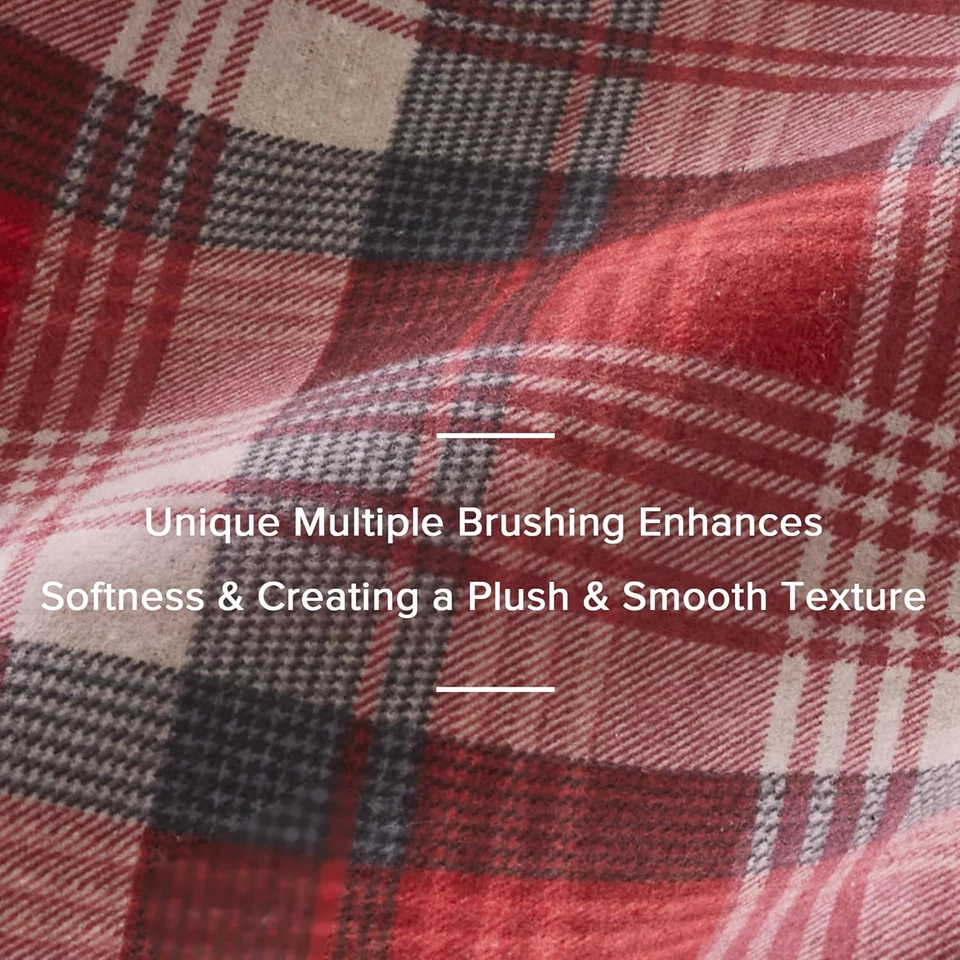 Juego de sábanas de algodón Woolrich estampado de dijes de cabaña, sábanas de franela 100 % algodón cálidas  Foto 4 de 4