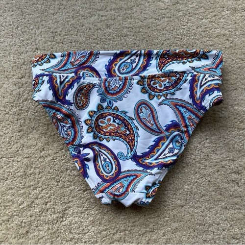 Lands’ End Women’s White Paisley Swim Bikini Bottom - Size 2 - VGUC - Picture 2 of 5