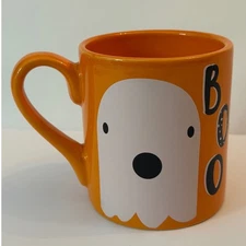 Holiday Home Halloween Mug Orange Ghost Boo Coffee Cup Double Sided