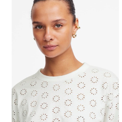 Camiseta Madewell Bordada Manga Ancha Cuadrada Blanco Ojales Talla XL NUEVA CON ETIQUETAS Femenina - Imagen 2 de 11