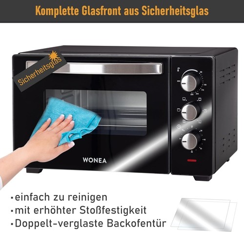 Mini Backofen 23 Liter, Umluft Isoliertes Gehäuse 1.400W, Minibackofen (B-Ware) - Bild 5 von 11