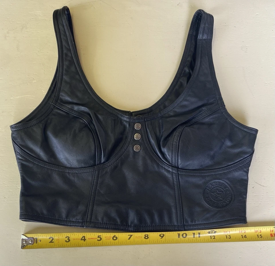 Harley Davidson Women’s Leather Halter Top 32/4 - Image 3 of 4