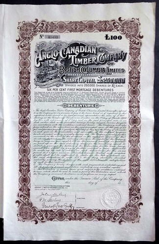 1911 Kanada: Anglo-Canadian Timber Company of British Columbia - Bild 2 von 5