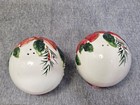 Christmas Poinsettia Salt Pepper Shakers Ceramic Hand Painted Large Holiday Set