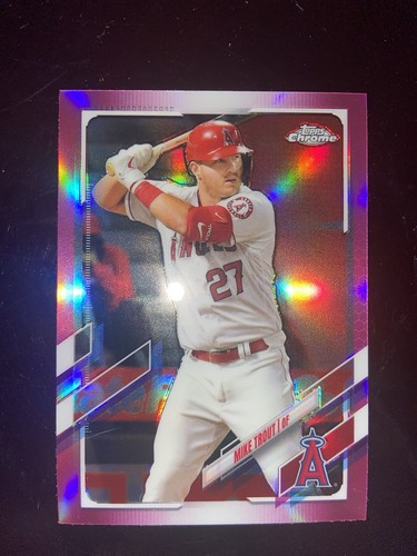 Mike Trout Pink Refractor 2021 Topps Chrome #27 Los Angeles Angels - Imagen 3 de 3