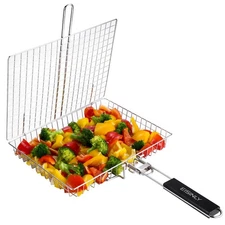 Portable Grill Basket BBQ Grilling for Outdoor with Removable Handle Stainless