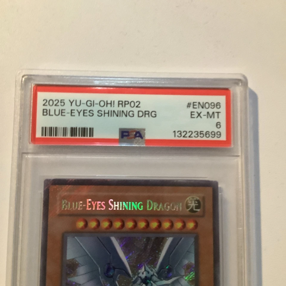 Blue-Eyes Shining Dragon RP02-EN096 Retro Pack 2-Unlimited Edition 2025 PSA 6 - Image 2 of 4