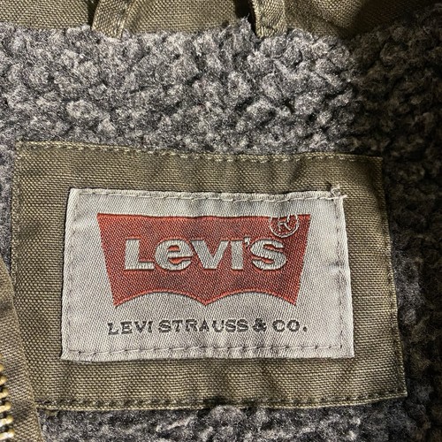 Levi’s Jacket Men’s Medium Sherpa Lined Canvas Olive Green Cotton Military 54163 - Picture 3 of 17