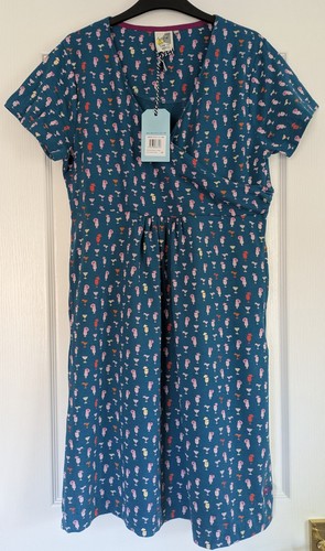 Weirdfish Simmee Organic Printed Wrap Dress With Pockets. BNWT Size 16