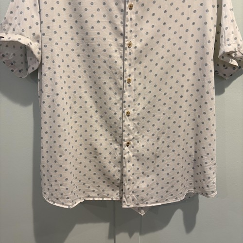 Ted Baker Shirt Mens Extra Large White Blue Floral Dot Button Up Dress Casual - Picture 4 of 10