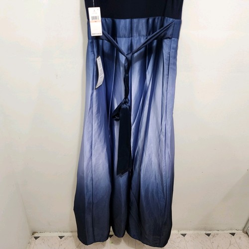 SLNY Ombre Satin Woven Evening Gown Dress Navy Blue Plus Size 14W Sleeveless - Picture 9 of 22