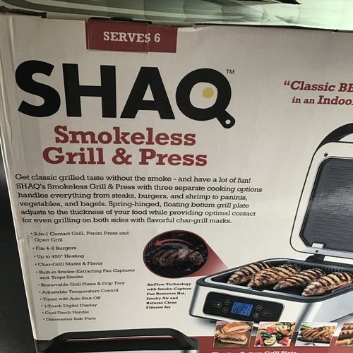 Parrilla y prensa eléctrica 3 en 1 interior SHAQ NUEVA EN CAJA - VENDEDOR DE EE. UU. - Imagen 15 de 24