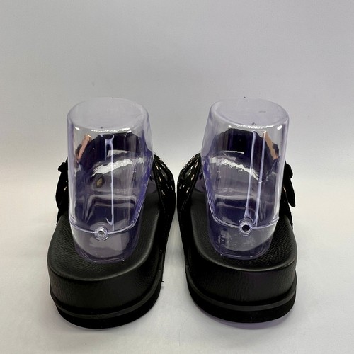 AllSaints Khai Sandal Size 7 Black Suede Double Strap Eyelet Chunky Slide - Picture 8 of 18