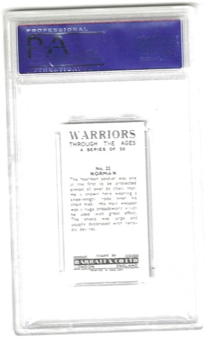 1962 Barratt & CO Warriors Norman #22 Graded PSA 9 pop 1 & 1 higher - Picture 2 of 2