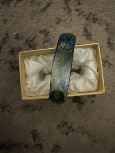 Pier 1 Art Glass Cuff Bracelet - Blue/Green -  Unique Gift - Picture 3 of 8