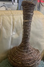 Vintage Hand Crafted Vase Basket A Versatile 18 Inches Tall, Round/ Bottleneck