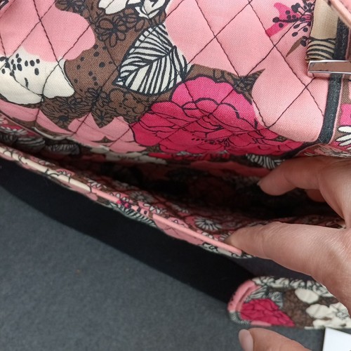 Vera Bradley Pink Floral Mocha Rouge Attache Laptop Messenger Bag EUC - Picture 10 of 10
