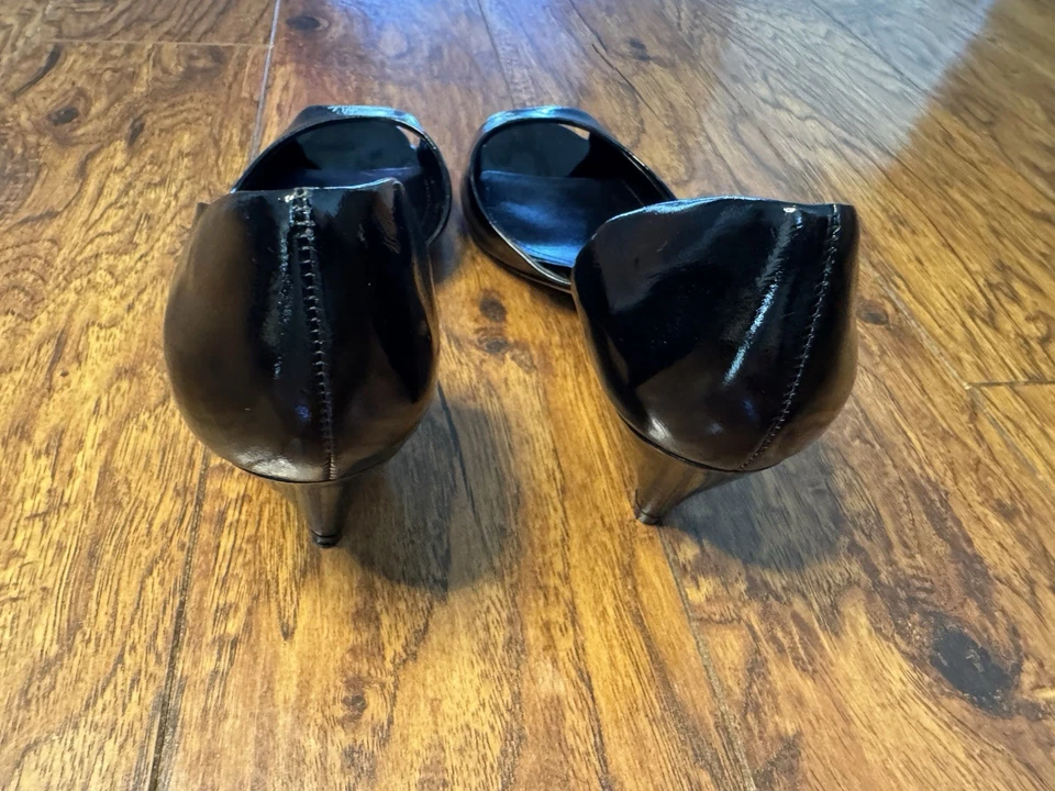 Zapatos de salón Aldo para mujer Vero Cuoio charol negro D’Orsay punta abierta talla 39/8,5 Foto 4 de 4