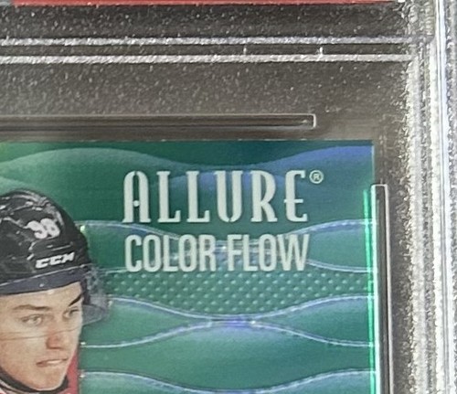 2023-24 Upper Deck Allure Color Flow Yellow Green RC #CF16 Connor Bedard PSA 10 - Picture 5 of 7