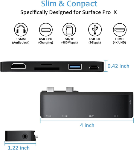 Surface Pro X Hub Docking Station Dual Monitor, RREAKA 6 in 1 Microsoft Surfa... - Picture 4 of 12