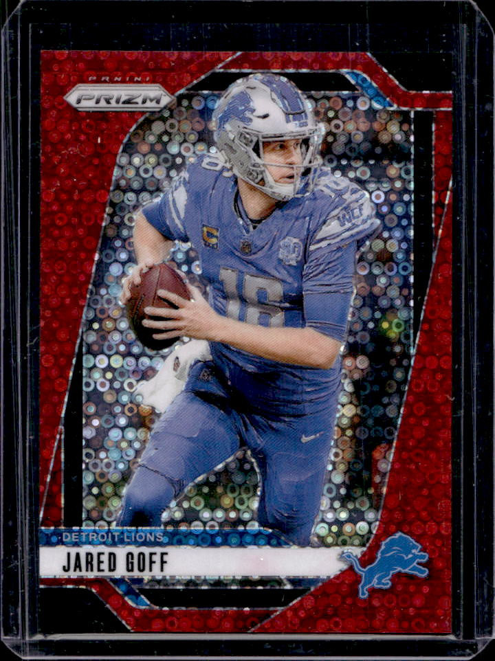 2024 Panini Prizm Jared Goff No Huddle Red #30/75 Lions