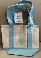 New Trader Joe's Mini Canvas Tote Bag Pastel Blue - Limited Edition