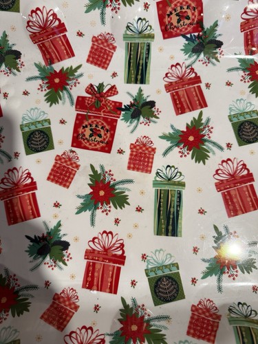 Vintage Christmas Theme Melamine Serving Tray Cookie Tray Red And Green Presents - Picture 2 of 6