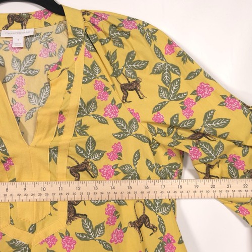 Top tunica donna Charter Club scollo a V LS scimmie floreali cotone PICCOLO nuovo senza etichette - Foto 7 di 15