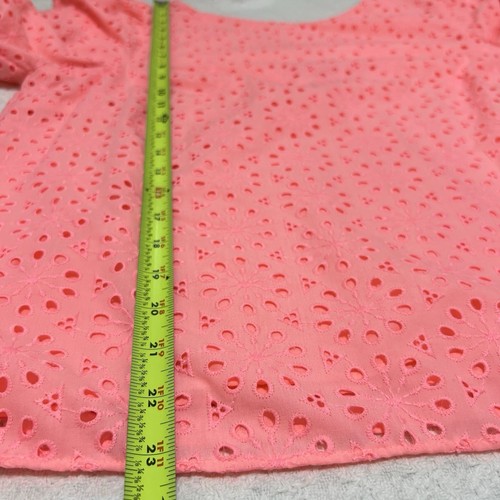 Lilly Pulitzer Shaila Bluse mit Ösen Puffärmel Koralle Neon Größe L - Bild 12 von 12