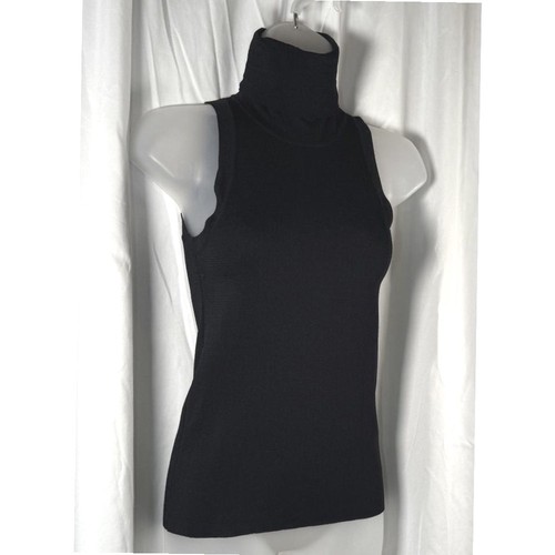 Zara Sleeveless Turtleneck Knit Top Ribbed Turtle Neck Black S Academia 86-15 - Picture 9 of 14
