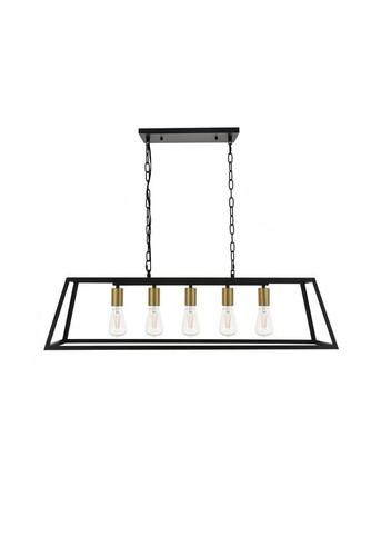 Chandelier Brass and Black Farmhouse Ceiling Light Fixtures Dining Room Kitchen - Picture 4 of 12