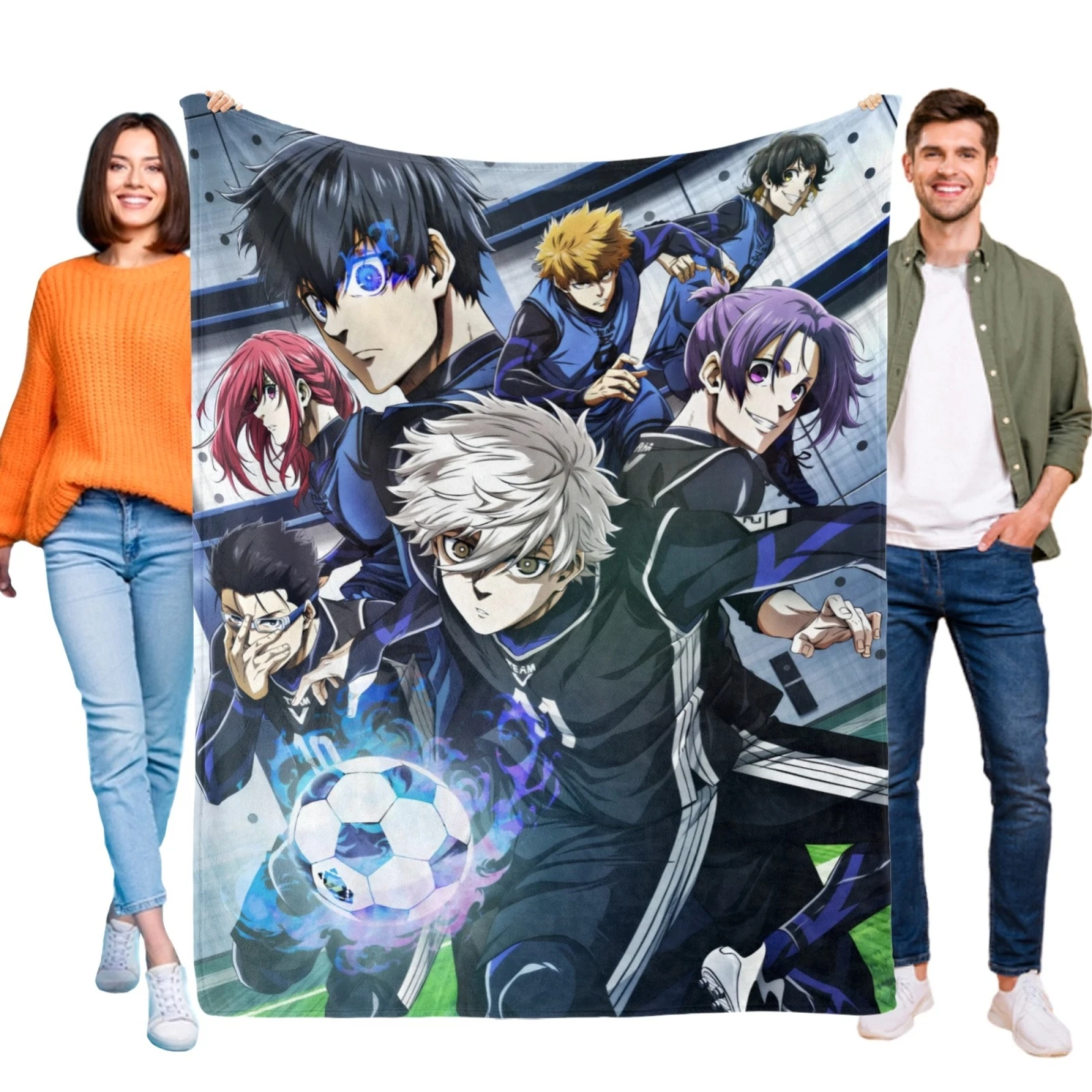 Blue Lock Fleece Blanket for Bed Sofa Office