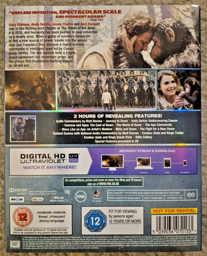 Dawn of the Planet of the Apes (3D/2D Blu-ray w/slipcover) Gary Oldman - Picture 2 of 2