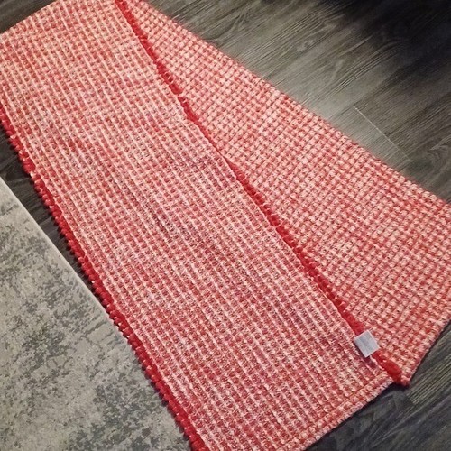 Crate & Barrel Peppermint Red cotton table runner July 4th USA 14" x 90" - Picture 2 of 8