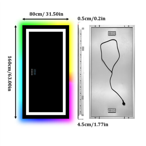 XXL Bluetooth LED Bathroom Mirror Front-lit RGB Backlit Wall Defog Vanity Mirror - Picture 28 of 28
